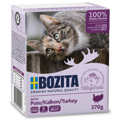 Консервы для кошек кусочки в желе с рубленой индейкой Bozita Cat Turkey 370 г
