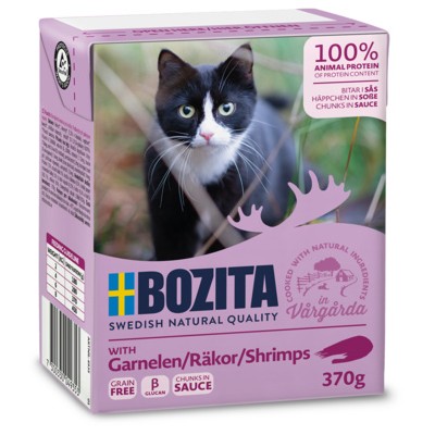 Консервы для кошек кусочки в соусе с креветками Bozita Cat Shrimps 370 г