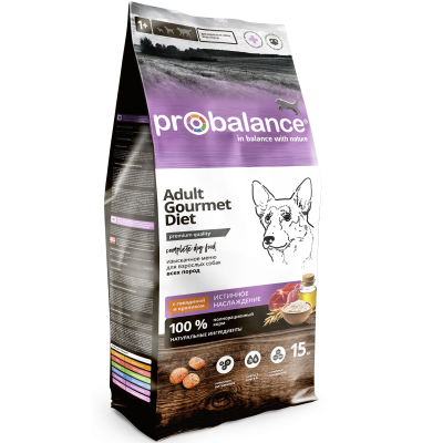 Корм сухой для взрослых собак с говядиной и кроликом ProBalance Gourmet diet Adult 15 кг