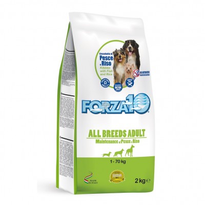 Сухой корм для взрослых собак всех пород, полнорационный и сбалансированный Forza10 Maint.pesce e riso all breeds 25/13 2 кг
