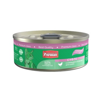 Четвероногий Гурман суфле для кошек с курицей и печенью - 100 г (24 шт)
