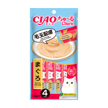Inaba Ciao Churu лакомство-пюре для взрослых кошек для вывода шерсти из ЖКТ с тунцом...