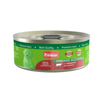 Четвероногий Гурман Мясное ассорти консервированный корм с говядиной для щенков - 100 г (24...