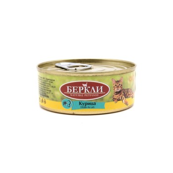 Беркли №3 влажный корм для взрослых кошек и котят, курица - 100 г x...