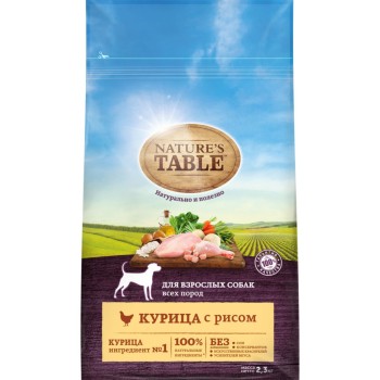 Nature`s Table сухой корм для собак с курицей и рисом - 2,3 кг