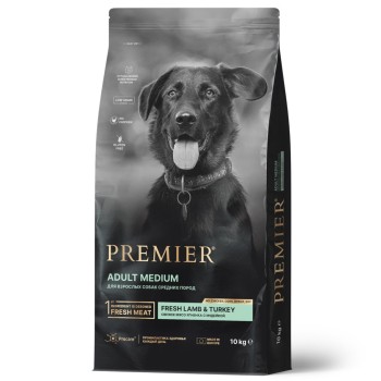 Premier Dog Lamb & Turkey Adult Medium сухой корм для собак средних пород, свежее...
