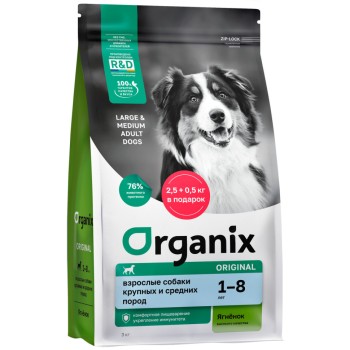 Organix сухой корм для взрослых собак средних и крупных пород, с ягненком, фруктами и...
