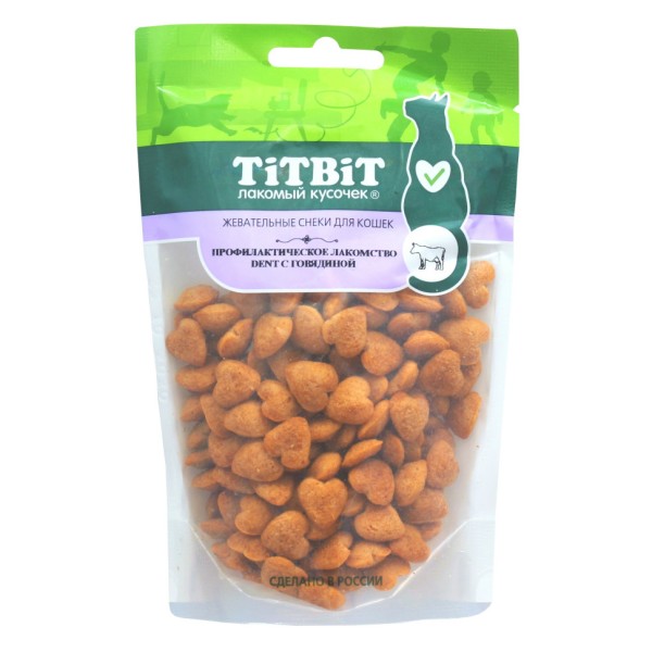 TiTBiT профилактическое лакомство для кошек жевательные снеки с говядиной - 40 г