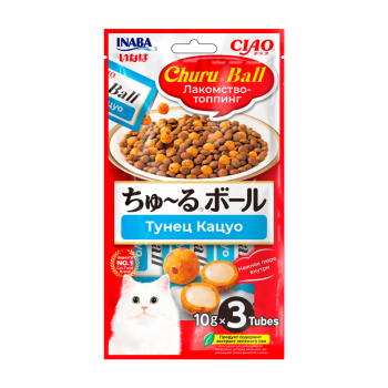 Inaba Ciao Churu Ball лакомство-топпинг для взрослых кошек, шарики с кремовой начинкой из тунца...