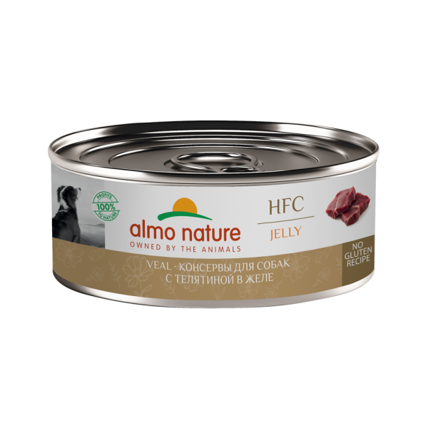 Almo Nature HFC Jelly Veal влажный корм для собак и щенков с 3-х месяцев с телятиной в желе, в консервах - 100 г х 12 шт