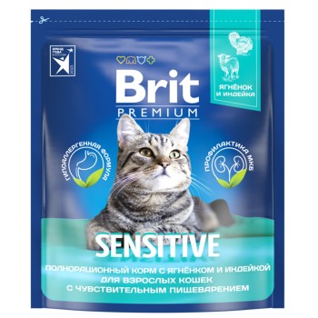 Brit Premium Cat Sensitive сухой корм для взрослых кошек с чувствительным пищеварением с ягненком...