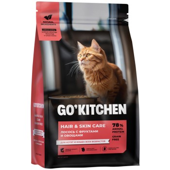 Go' Kitchen SKIN+COAT Care Grain Free сухой беззерновой корм для котят и кошек, с...