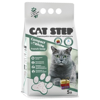 Cat Step Compact White French Soap наполнитель комкующийся минеральный с ароматом Марсельского мыла -...