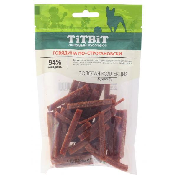 TiTBiT "Золотая коллекция" лакомство для собак Говядина по-строгановски - 80 г