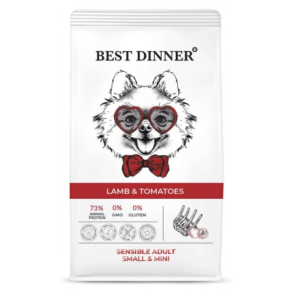 Best Dinner Adult Sensible Mini Lamb & Tomatoes сухой корм для собак мелких пород склонных к аллергии и проблемам с пищеварением с ягненком и томатами - 3 кг