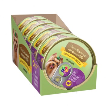 Консервы для мини пород Деревенские лакомства Домашние обеды Рагу из ягненка с печенью и...