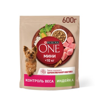 Purina ONE Мини Здоровый вес сухой корм для взрослых собак мелких пород, склонных к...