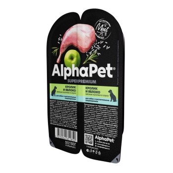 AlphaPet Superpremium влажный корм для собак с чувствительным пищеварением кролик и яблоко, в ламистерах...