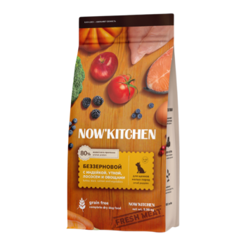 NOW' Kitchen сухой беззерновой корм для щенков малых пород с индейкой, уткой, лососем и...