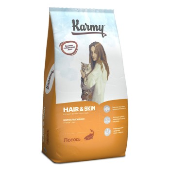 Karmy Hair & Skin сухой корм для взрослых кошек для здоровья кожи и шерсти...