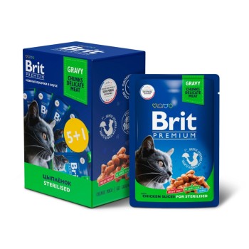 Brit Premium набор паучей для взрослых стерилизованных кошек с цыпленком кусочки в соусе -...