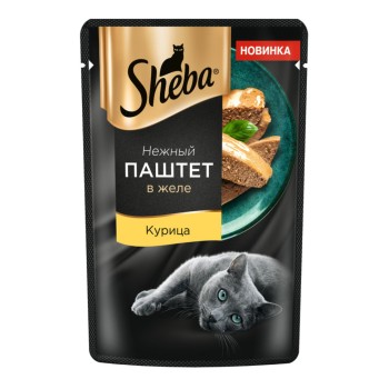 Sheba влажный корм для кошек нежный паштет с курицей, в желе, в паучах -...