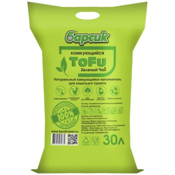 Барсик ToFu наполнитель комкующийся Зелёный чай - 30 л