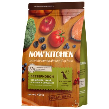 NOW' Kitchen сухой беззерновой корм для взрослых собак, со свежей индейкой, уткой и лососем...