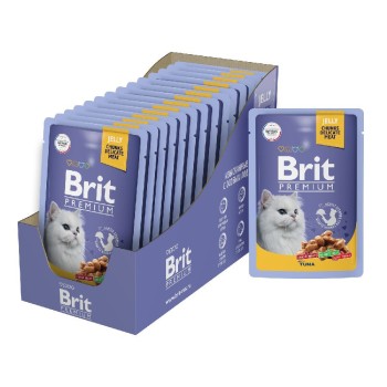 Brit Premium паучи для взрослых кошек с тунцом кусочки в желе - 85 г...