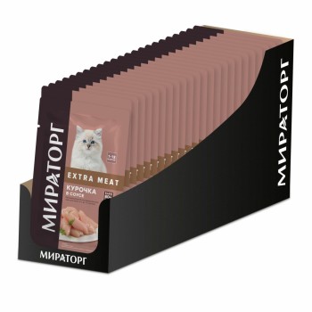 Мираторг Extra Meat влажный корм для котят с курочкой в соусе - 80 г...