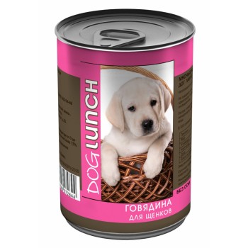 Dog Lunch влажный корм для щенков с говядиной в желе, в консервах - 410...