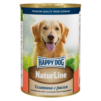 Happy Dog Natur Line влажный корм для взрослых собак с телятиной и рисом -...