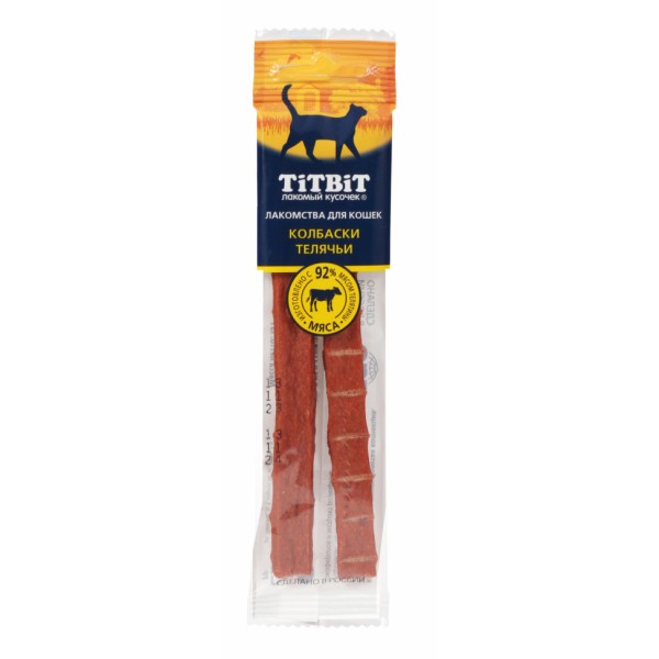 TiTBiT "Золотая коллекция" лакомства для кошек колбаски телячьи - 15 г