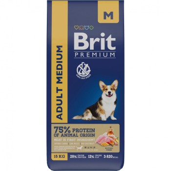 Brit Premium Dog Adult Medium сухой корм для взрослых собак средних пород с курицей...