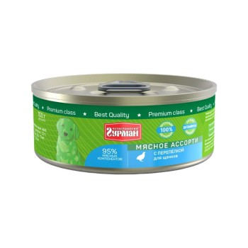 Четвероногий Гурман Мясное ассорти консервированный корм с перепелкой для щенков - 100 г (24...