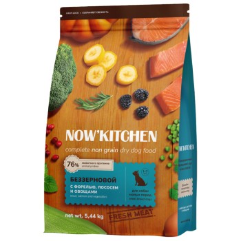 NOW' Kitchen сухой беззерновой корм для взрослых собак малых пород, со свежей форелью и...