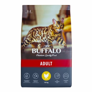 Mr.Buffalo Adult полнорационный сухой корм для взрослых котов и кошек с курицей - 10...