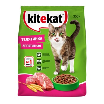 Kitekat сухой корм для взрослых кошек с аппетитной телятинкой - 350 г