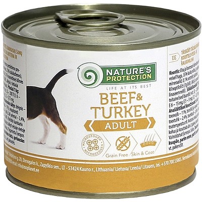 Консервы для собак с говядиной и индейкой Nature's Protection Adult Beef & Turkey 200 г