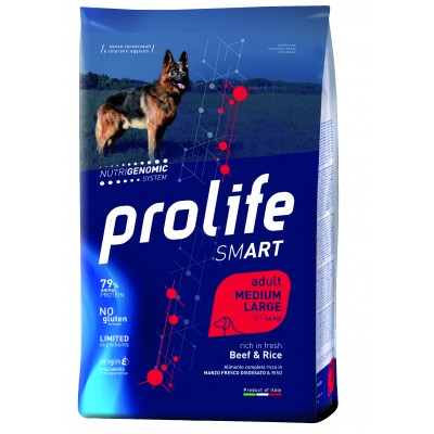 Корм со свежей говядиной и рисом для взрослых собак средних и крупных пород Prolife Smart Adult Medium/Large 2,5 кг