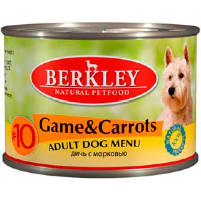 Консервы для собак Berkley Дичь и морковь №10 200 г