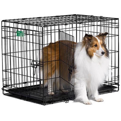 Клетка для собак с двумя дверьми, черная Midwest iCrate 76x48x53