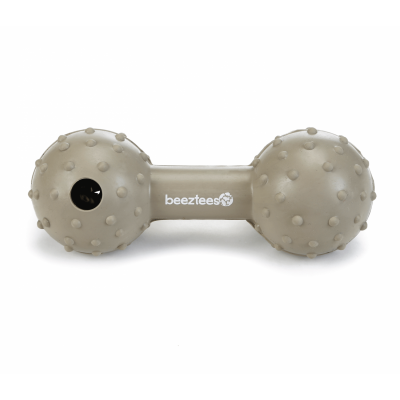 Игрушка для собак, резиновая, 11,5 см Beeztees Гантель с колокольчиком бежевая