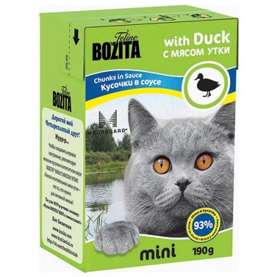Консервы для кошек кусочки в соусе с мясом утки Bozita Mini Duck 190 г