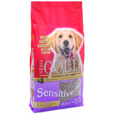 Корм для собак с чувствительным пищеварением на индейке и рисе Nero Gold Sensitive Turkey 23/13 2,5 кг