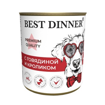 Best Dinner Premium консервы для собак с говядиной и кроликом - 340 г х...