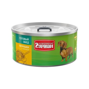 Четвероногий Гурман Готовый обед консервированный корм с потрошками и гречкой для собак - 325...