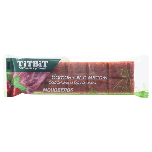 TiTBiT лакомство для собак батончик с бараниной и брусникой - 40 г