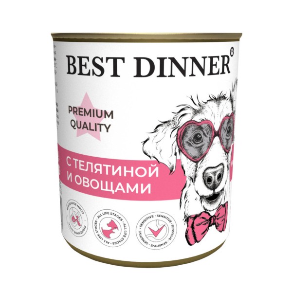 Best Dinner Premium консервы для собак с телятиной и овощами - 340 г х 6 шт