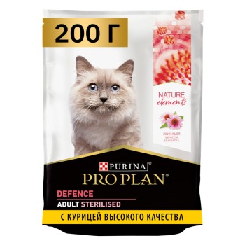 Pro Plan Nature Elements сухой корм для взрослых стерилизованных кошек с курицей - 200...